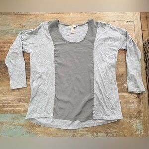 Sundance Two-Tone Gray Scoop Neck Long Sleeve Top